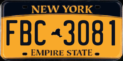 NY license plate FBC3081