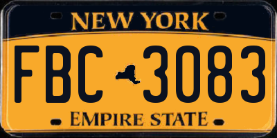 NY license plate FBC3083
