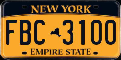 NY license plate FBC3100