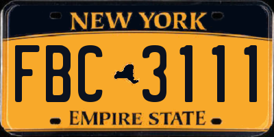 NY license plate FBC3111
