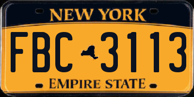 NY license plate FBC3113