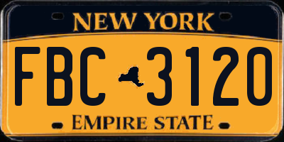 NY license plate FBC3120