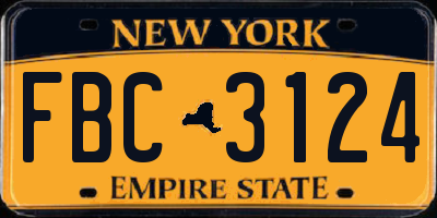 NY license plate FBC3124