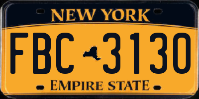 NY license plate FBC3130