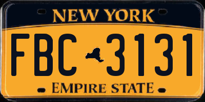 NY license plate FBC3131