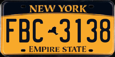 NY license plate FBC3138