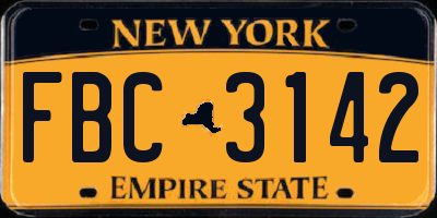 NY license plate FBC3142