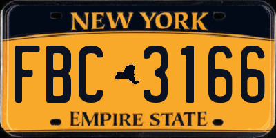 NY license plate FBC3166
