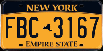 NY license plate FBC3167