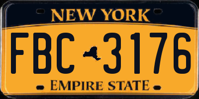 NY license plate FBC3176