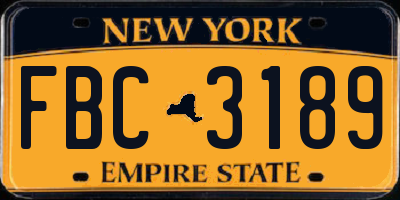 NY license plate FBC3189