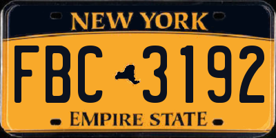 NY license plate FBC3192