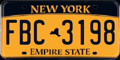 NY license plate FBC3198