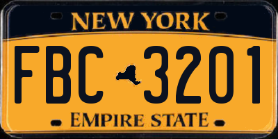 NY license plate FBC3201