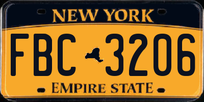 NY license plate FBC3206