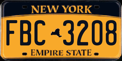 NY license plate FBC3208