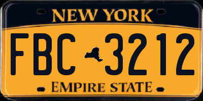 NY license plate FBC3212