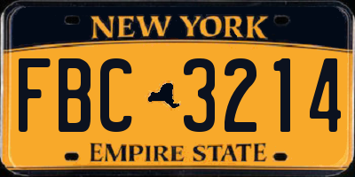 NY license plate FBC3214