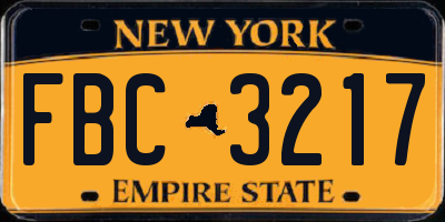 NY license plate FBC3217