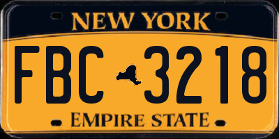 NY license plate FBC3218