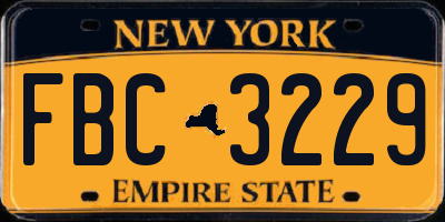 NY license plate FBC3229