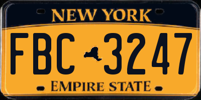 NY license plate FBC3247