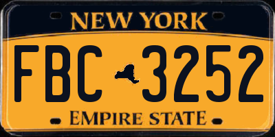 NY license plate FBC3252