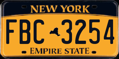 NY license plate FBC3254