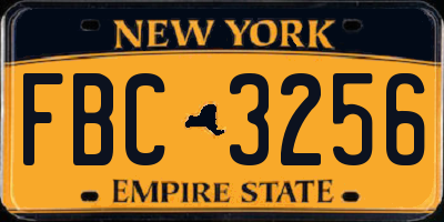 NY license plate FBC3256