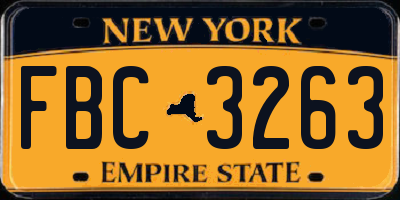 NY license plate FBC3263
