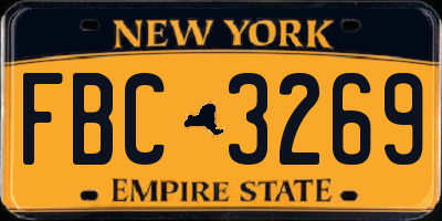 NY license plate FBC3269