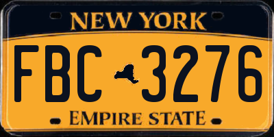 NY license plate FBC3276