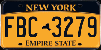NY license plate FBC3279