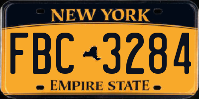 NY license plate FBC3284