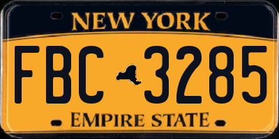 NY license plate FBC3285