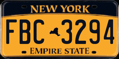 NY license plate FBC3294