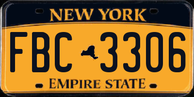 NY license plate FBC3306