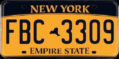 NY license plate FBC3309