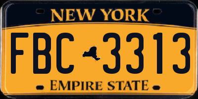 NY license plate FBC3313