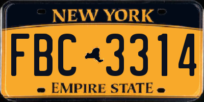 NY license plate FBC3314