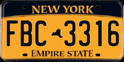 NY license plate FBC3316