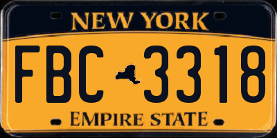 NY license plate FBC3318