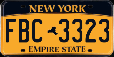 NY license plate FBC3323