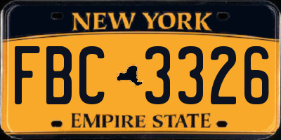NY license plate FBC3326