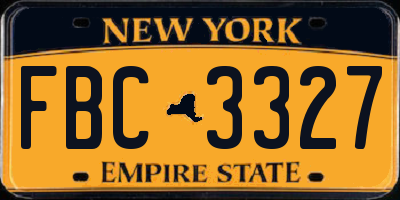 NY license plate FBC3327