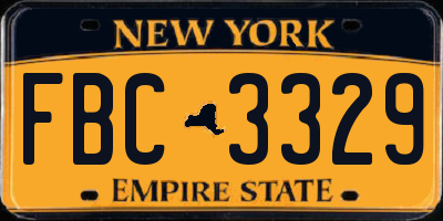 NY license plate FBC3329
