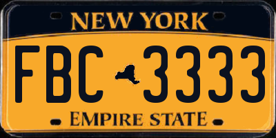 NY license plate FBC3333