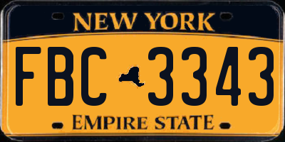 NY license plate FBC3343