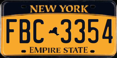 NY license plate FBC3354