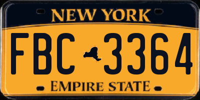 NY license plate FBC3364